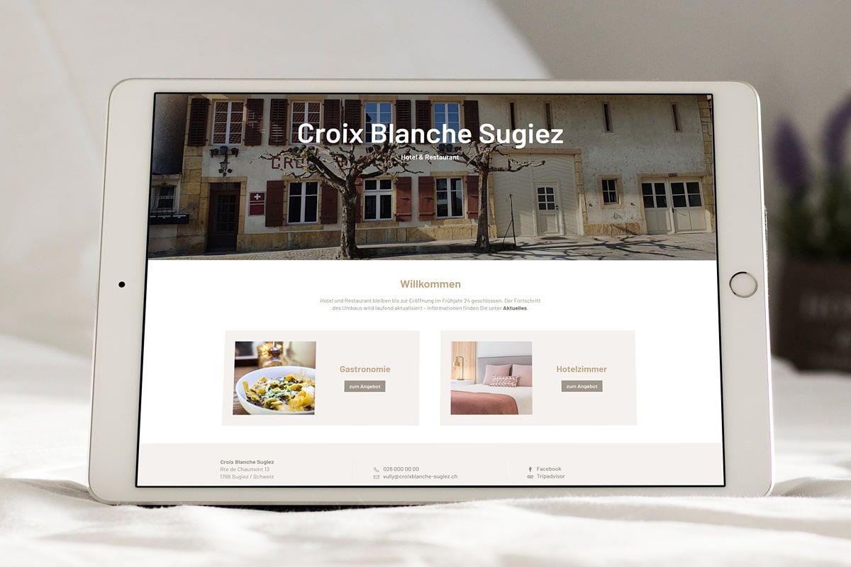 Referenz CMS Joomla! Webseite - Restaurant & Hotel Croix Blanche Sugiez - croixblanche-sugiez.ch