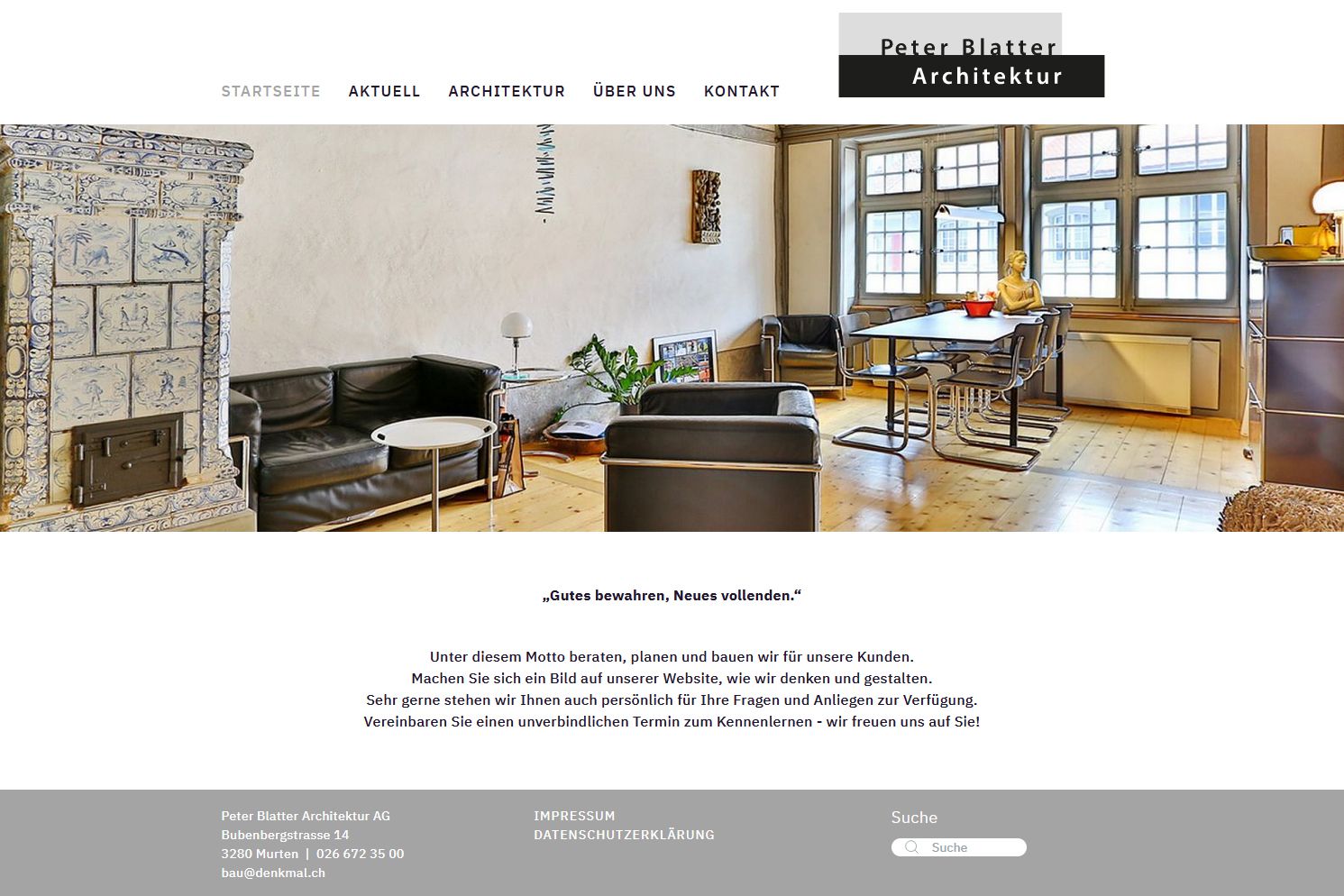 Referenz CMS Joomla! Webseite - Peter Blatter Architektur AG - denkmal.ch.ch